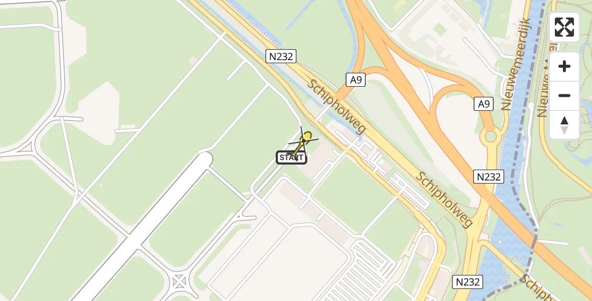 Routekaart van de vlucht: Politiehelikopter naar Schiphol, Loevesteinse Randweg