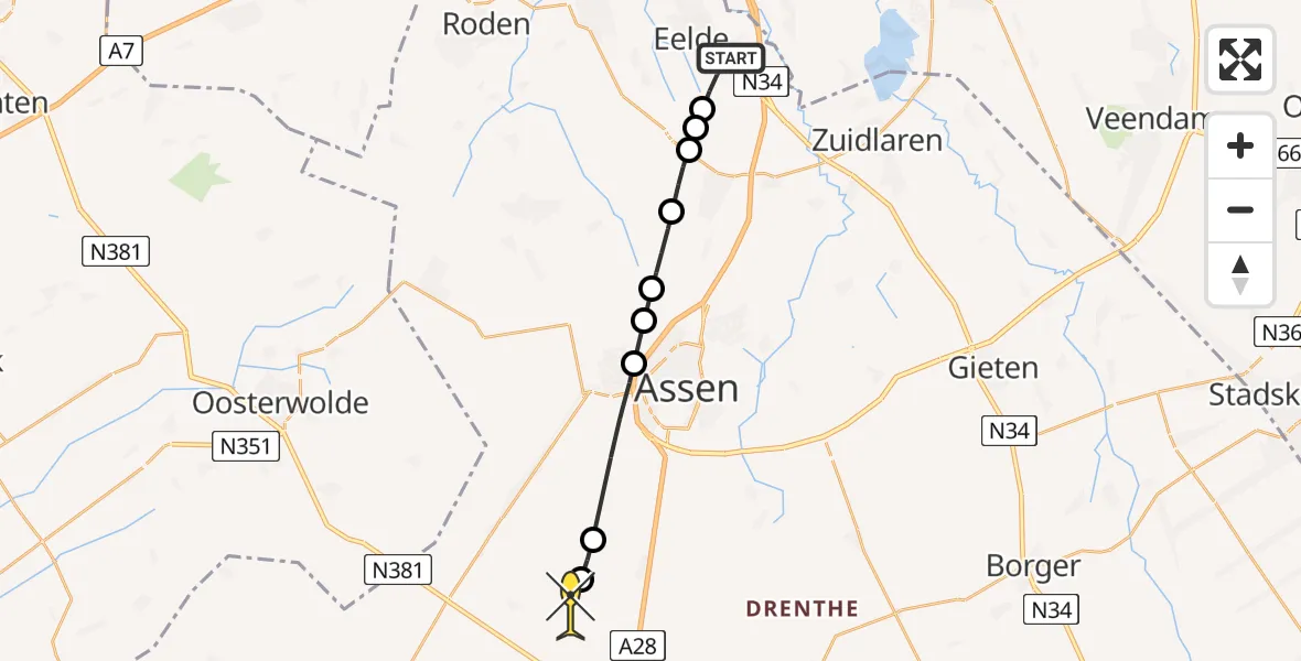 Routekaart van de vlucht: Lifeliner 4 naar Hijken, Homsteeg