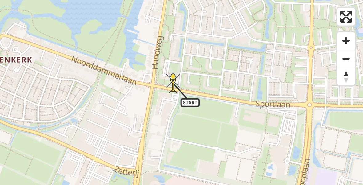 Routekaart van de vlucht: Lifeliner 1 naar Amstelveen, Populierenlaan