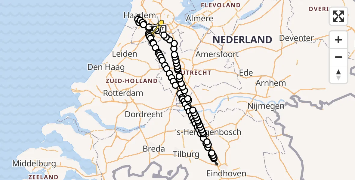 Vluchtroute Politiehelikopter van Schiphol naar Schiphol