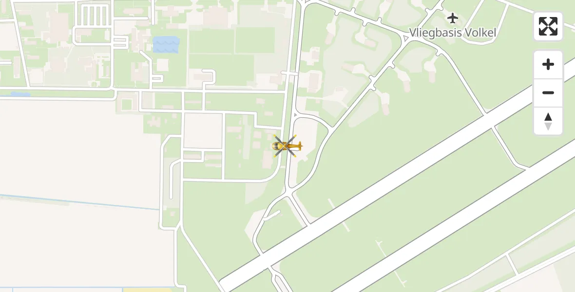 Vluchtroute Traumahelikopter van Vliegbasis Volkel naar Vliegbasis Volkel