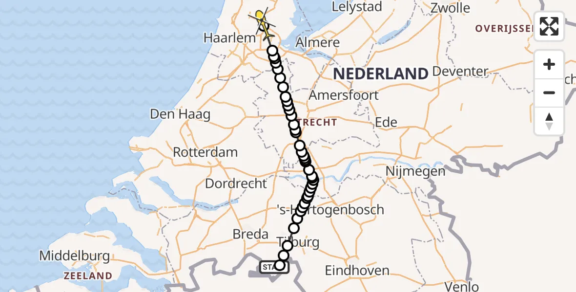 Routekaart van de vlucht: Lifeliner 1 naar Oostzaan, Alphenseweg