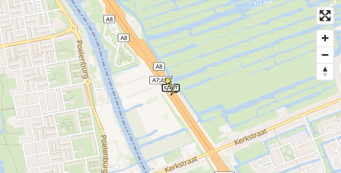 Routekaart van de vlucht: Lifeliner 1 naar Oostzaan, Coentunnelweg
