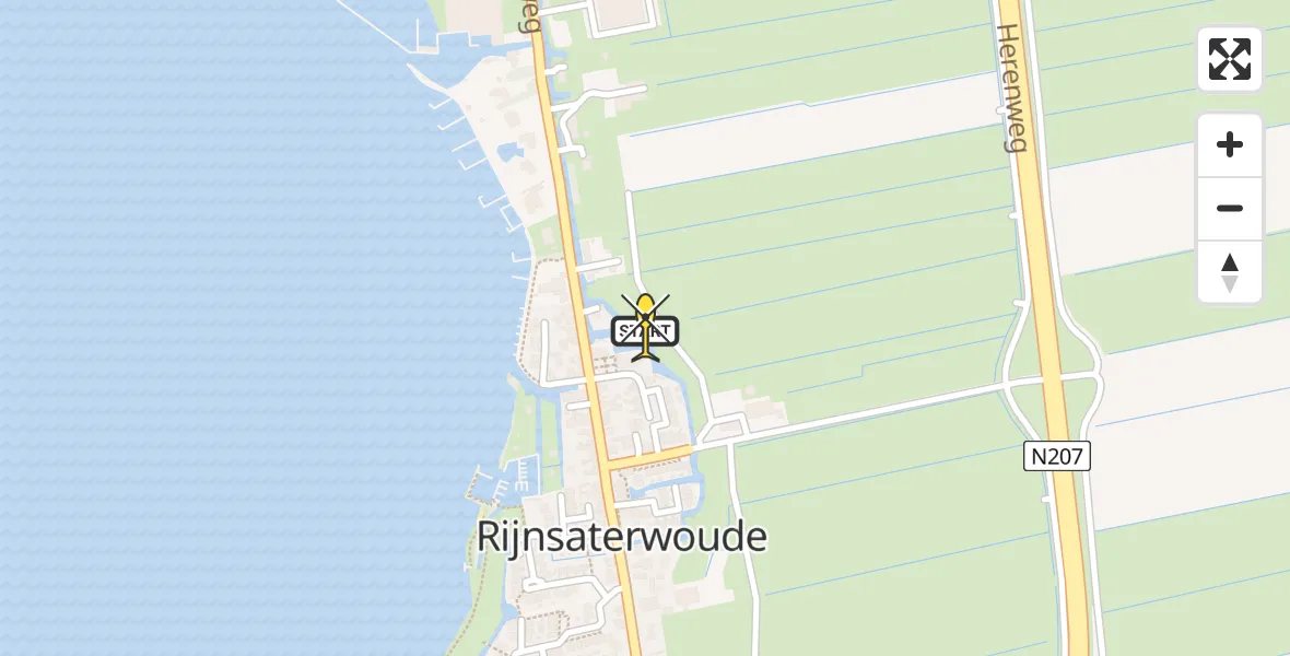 Routekaart van de vlucht: Lifeliner 1 naar Rijnsaterwoude, Herenweg