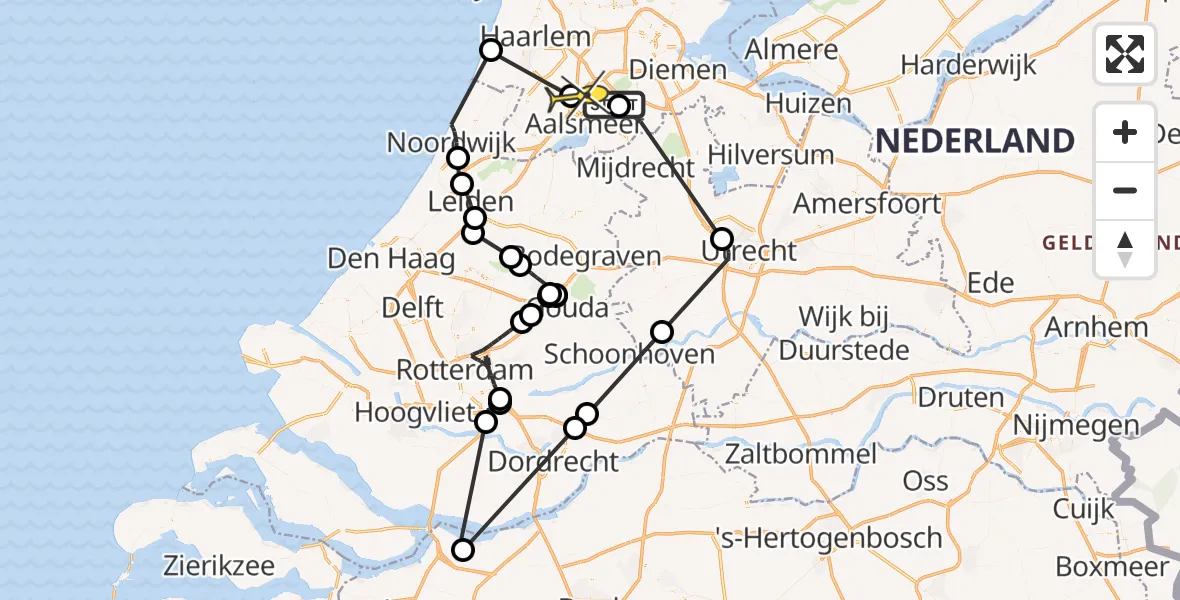 Routekaart van de vlucht: Politieheli naar Schiphol, Beneluxbaan
