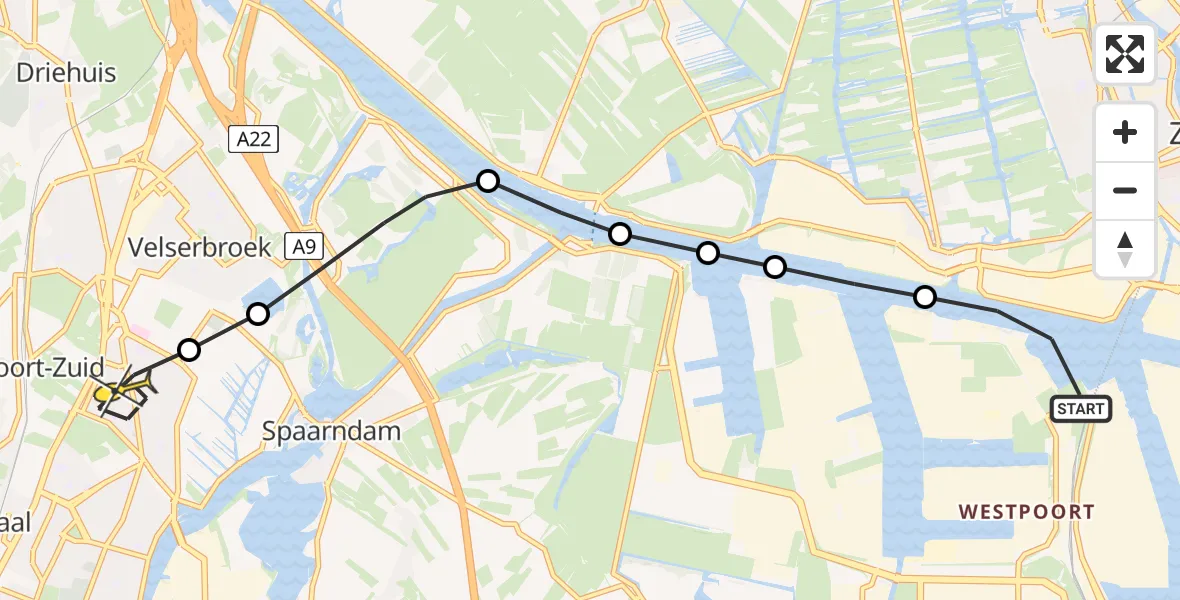 Routekaart van de vlucht: Lifeliner 1 naar Haarlem, Stromboliweg