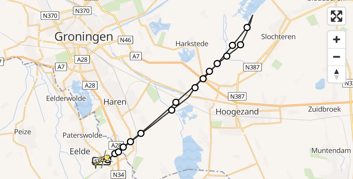 Routekaart van de vlucht: Lifeliner 4 naar Groningen Airport Eelde, Machlaan