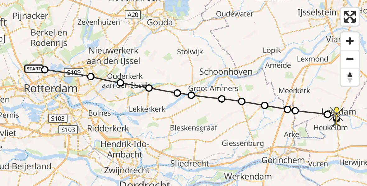 Routekaart van de vlucht: Lifeliner 2 naar Leerdam, Edsger Dijkstralaan