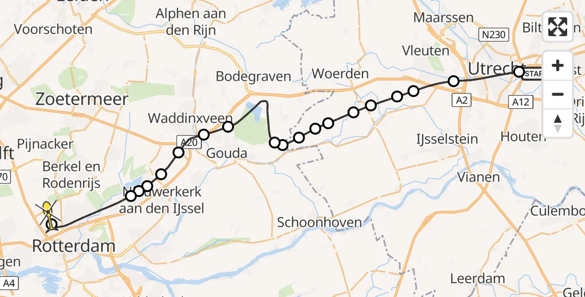 Routekaart van de vlucht: Lifeliner 2 naar Rotterdam The Hague Airport, Princetonlaan