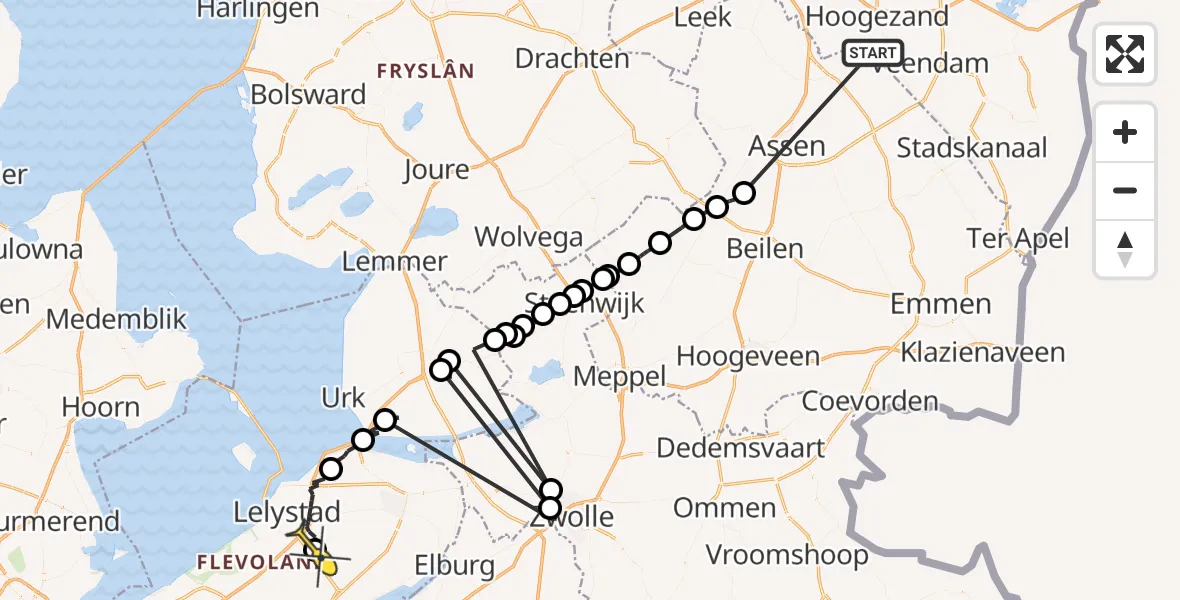 Routekaart van de vlucht: Ambulanceheli naar Lelystad Airport, Suermondsweg