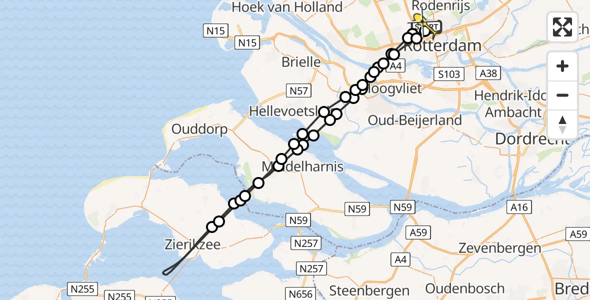 Routekaart van de vlucht: Lifeliner 2 naar Rotterdam The Hague Airport, Zaventembaan