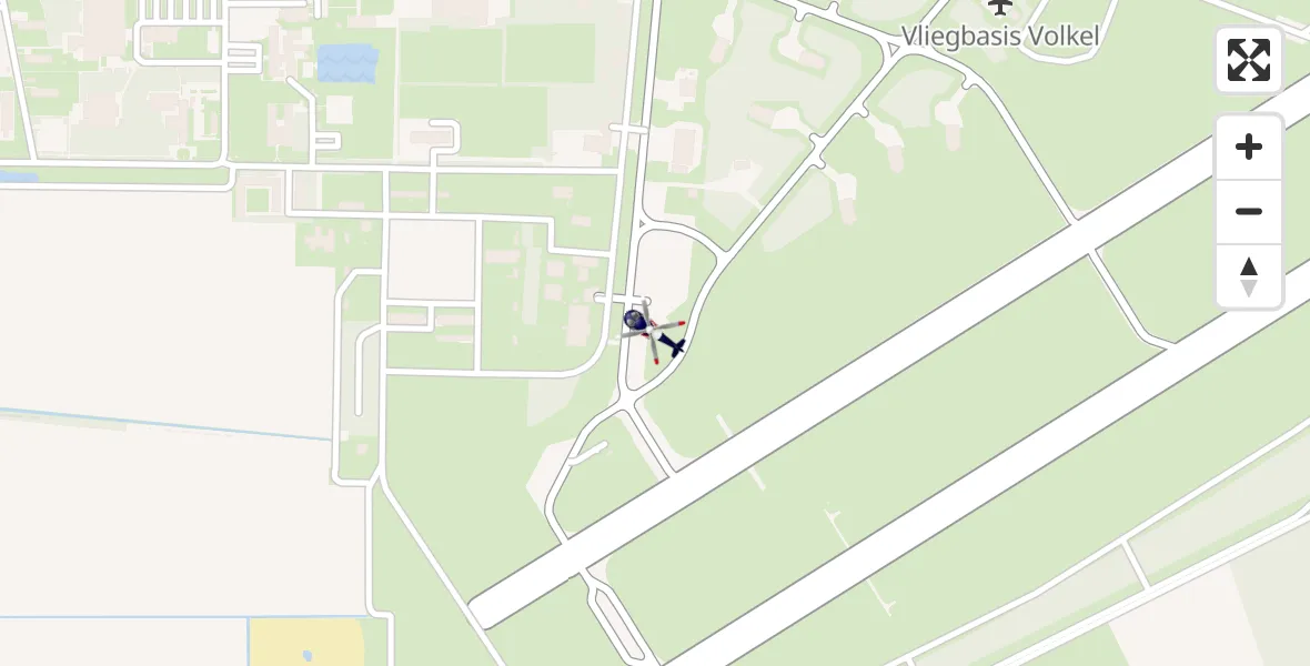 Vluchtroute Politiehelikopter van Vliegbasis Volkel naar Vliegbasis Volkel