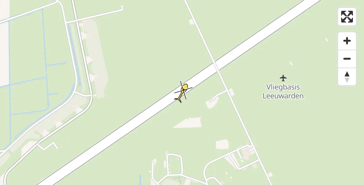 Routekaart van de vlucht: Ambulancehelikopter naar Vliegbasis Leeuwarden