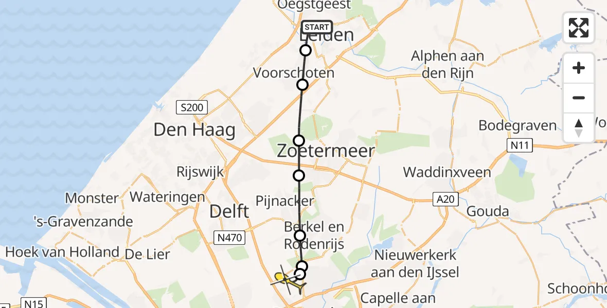 Routekaart van de vlucht: Lifeliner 2 naar Rotterdam The Hague Airport, Calandstraat