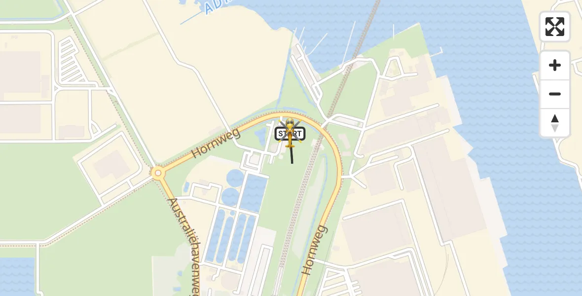 Vluchtroute Traumahelikopter van Amsterdam Heliport naar Amsterdam Heliport