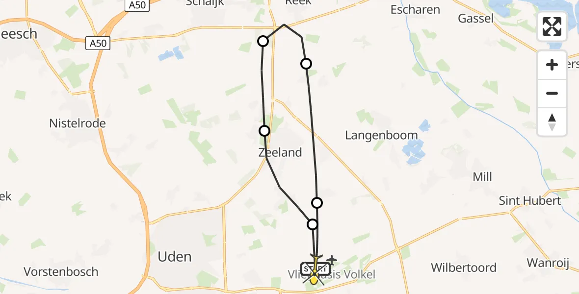 Routekaart van de vlucht: Lifeliner 3 naar Vliegbasis Volkel, Houtvennen