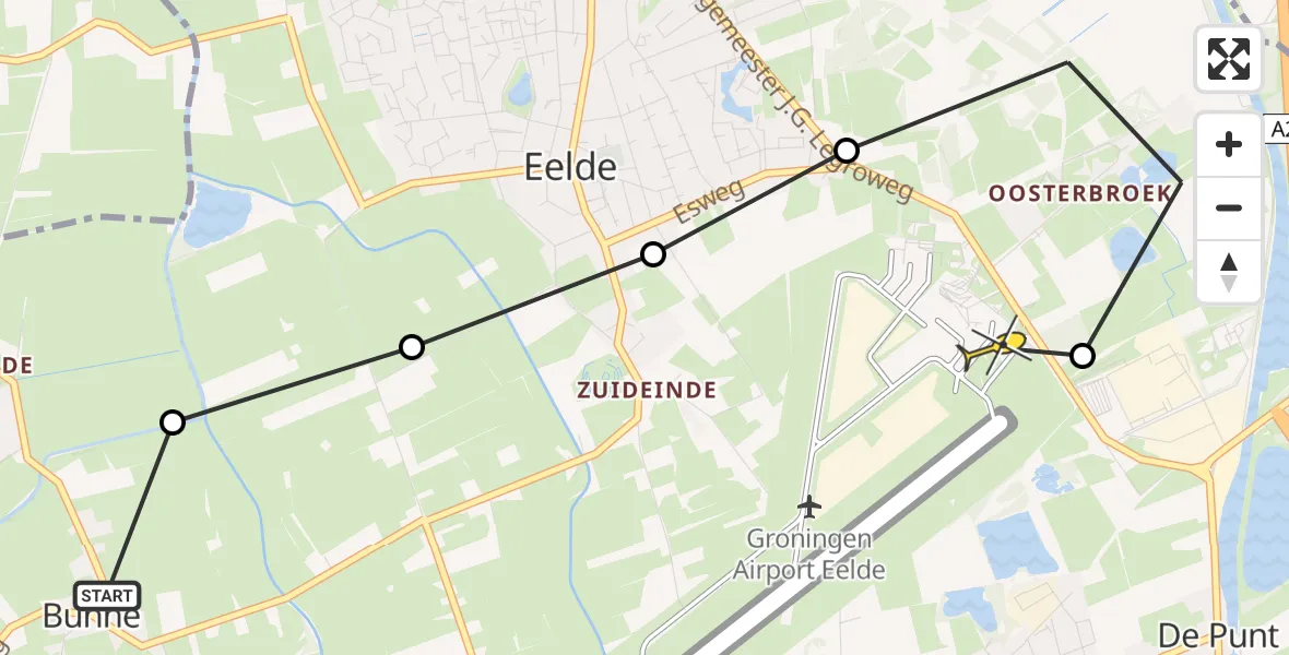 Routekaart van de vlucht: Lifeliner 4 naar Groningen Airport Eelde, Koedijk