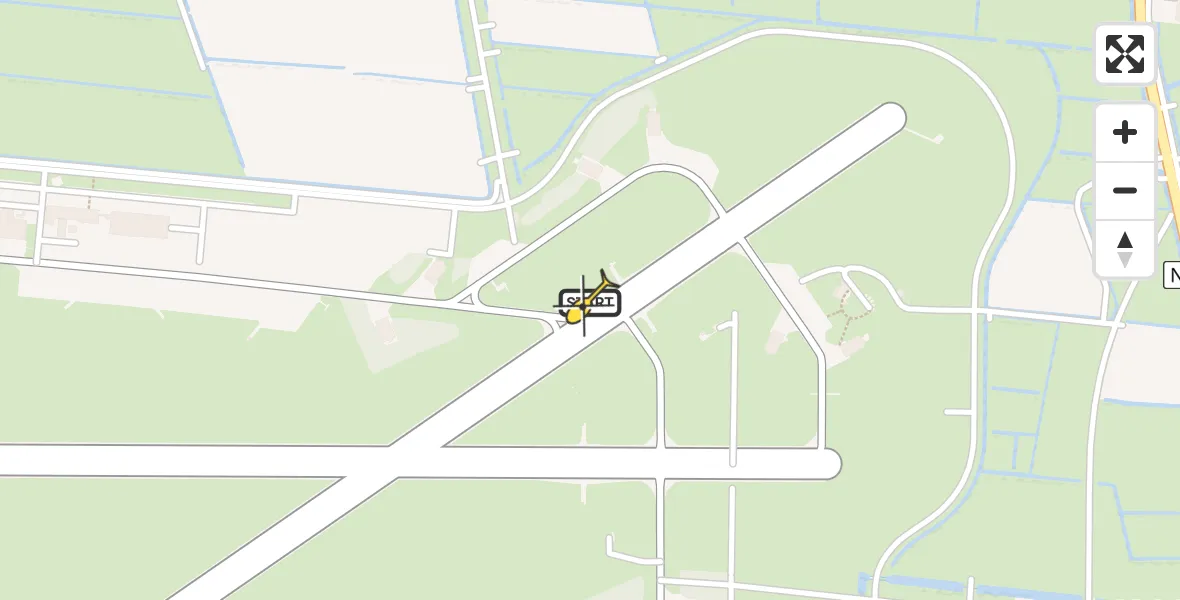 Vluchtroute Ambulancehelikopter van Vliegbasis Leeuwarden naar Vliegbasis Leeuwarden