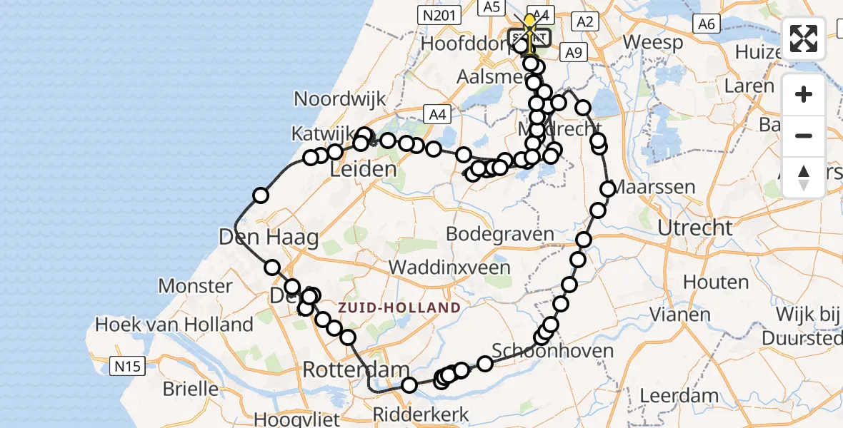 Routekaart van de vlucht: Politieheli naar Schiphol, Hatostraat
