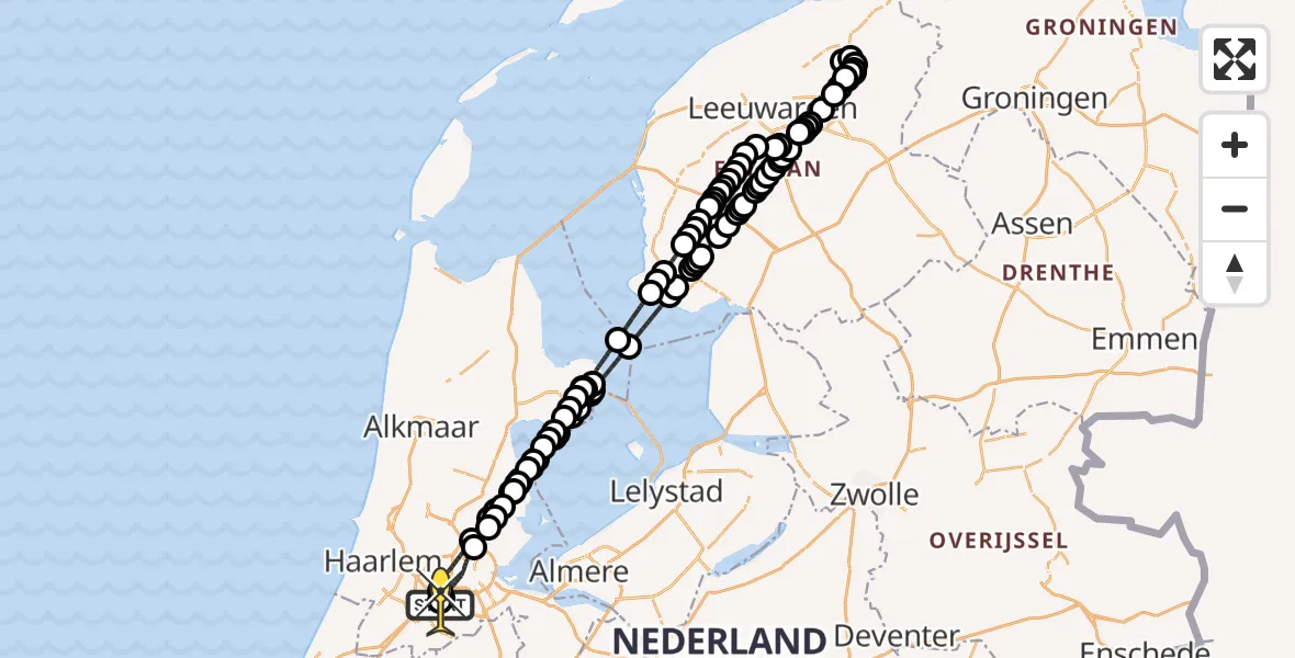 Routekaart van de vlucht: Politieheli naar Schiphol, Loevesteinse Randweg
