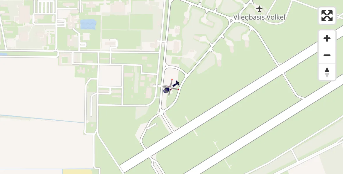 Vluchtroute Politiehelikopter van Vliegbasis Volkel naar Vliegbasis Volkel