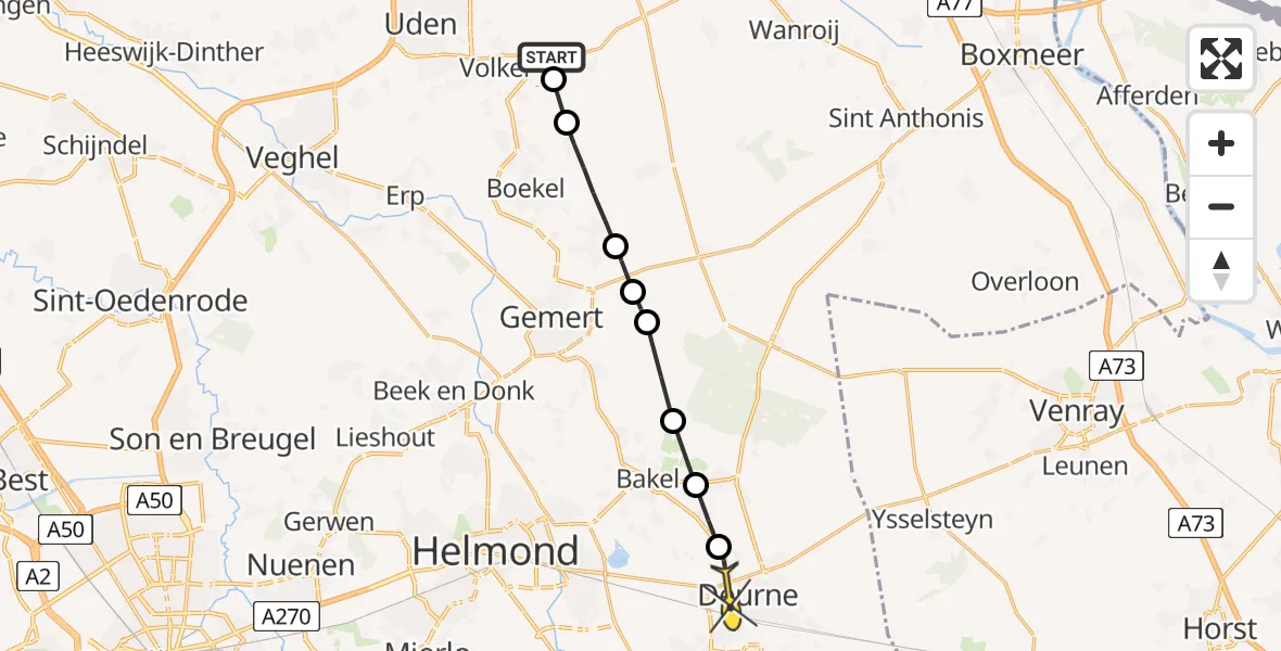 Routekaart van de vlucht: Lifeliner 3 naar Deurne, Oosterheidestraat