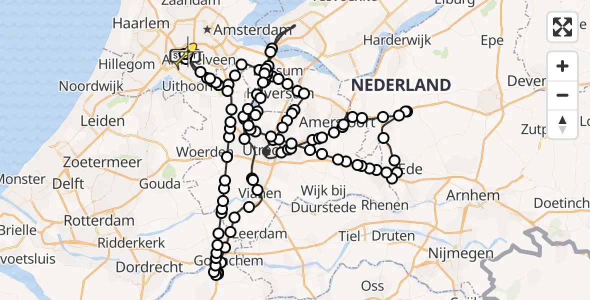 Vluchtroute Politiehelikopter van Schiphol naar Schiphol
