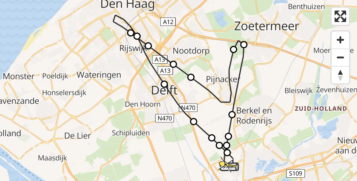 Routekaart van de vlucht: Lifeliner 2 naar Rotterdam The Hague Airport, Stortpad