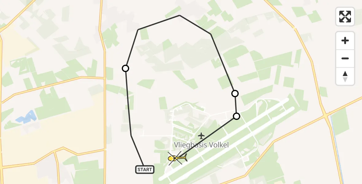 Routekaart van de vlucht: Lifeliner 3 naar Vliegbasis Volkel, Zeelandsedijk