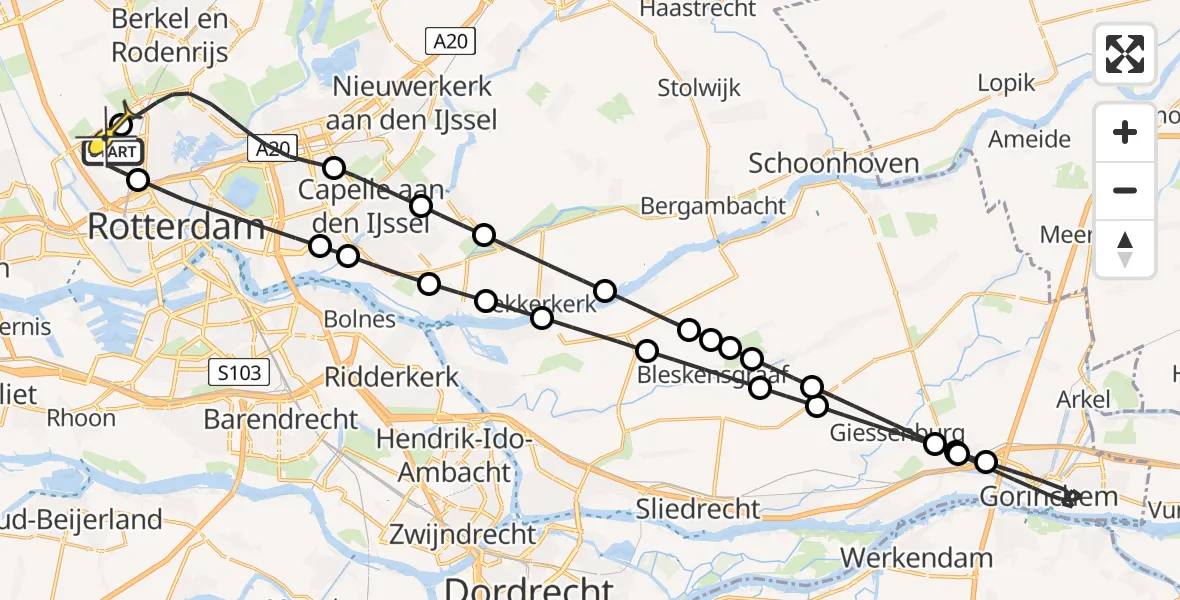 Routekaart van de vlucht: Lifeliner 2 naar Rotterdam The Hague Airport, Ypenburgstraat