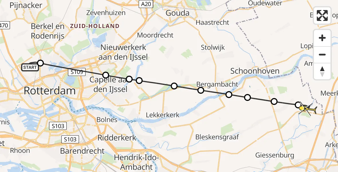 Routekaart van de vlucht: Lifeliner 2 naar Noordeloos, Bovendijk