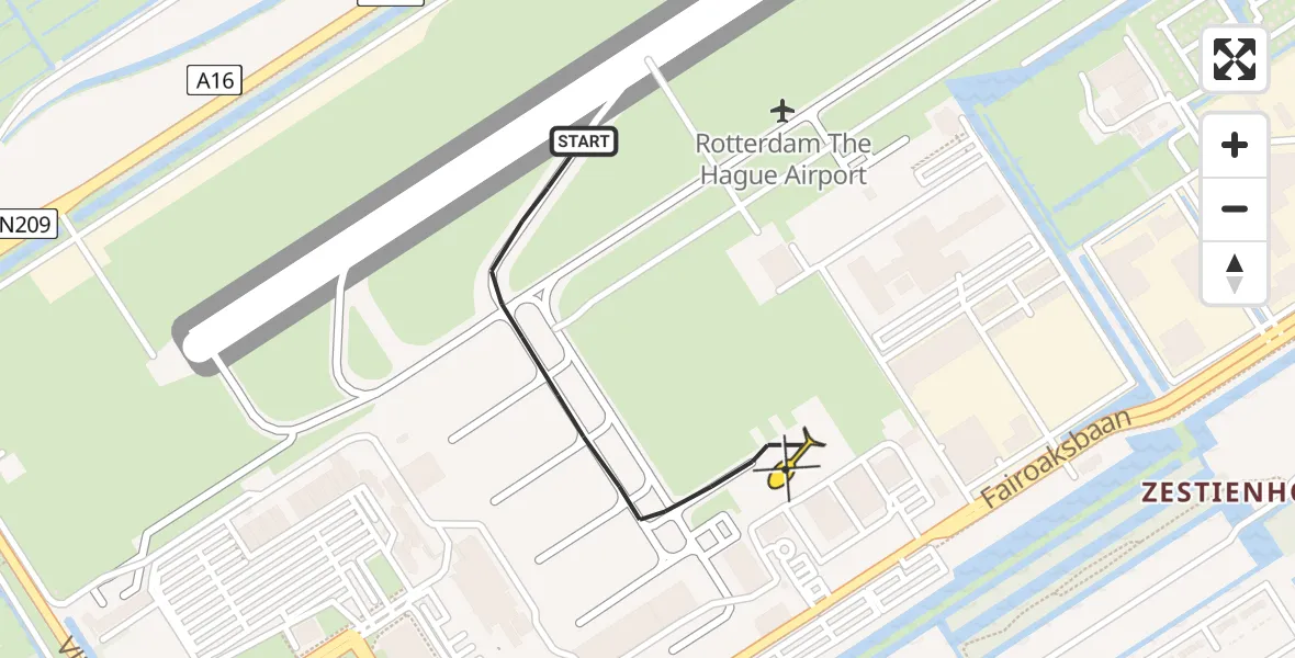 Routekaart van de vlucht: Kustwachthelikopter naar Rotterdam The Hague Airport, Fornebubaan