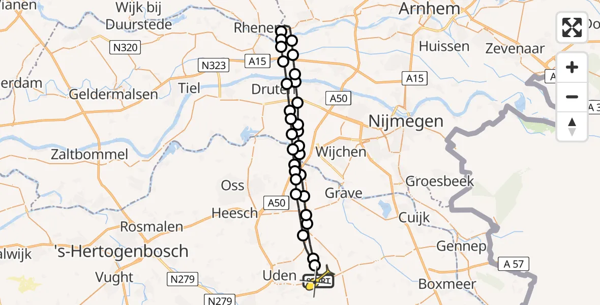 Routekaart van de vlucht: Lifeliner 3 naar Vliegbasis Volkel, zeelandsedijk