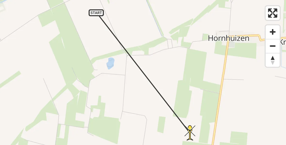 Routekaart van de vlucht: Ambulanceheli naar Hornhuizen, Breweelsterweg