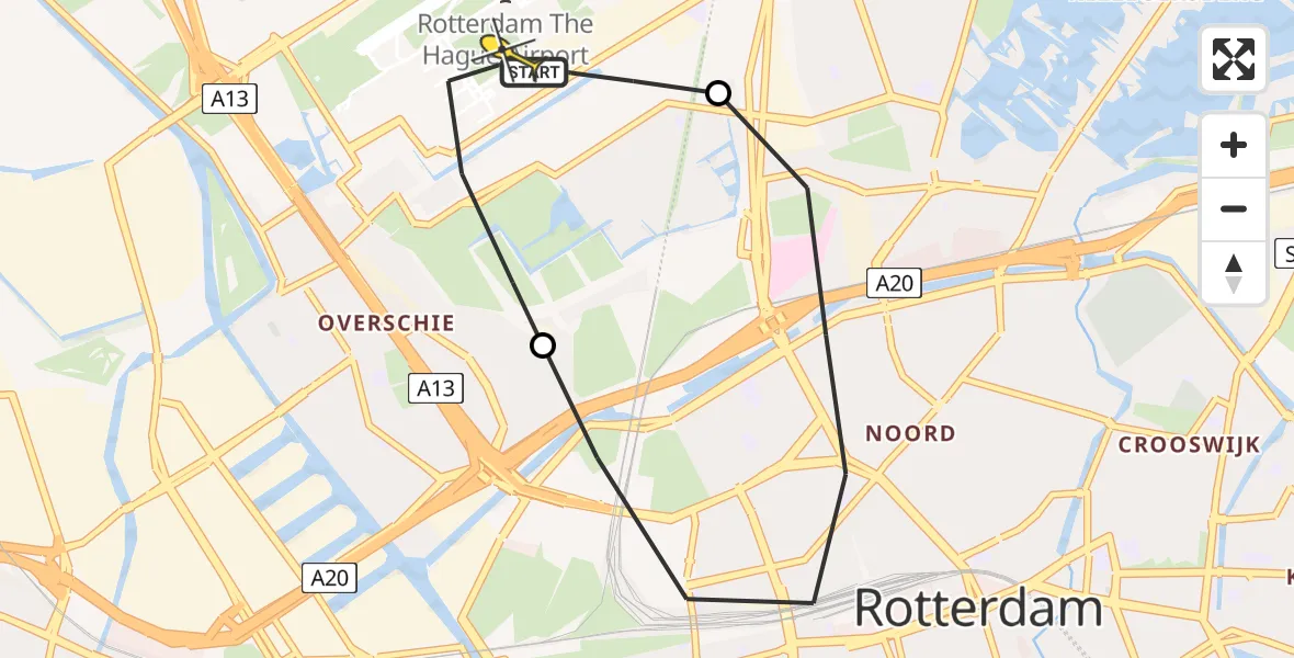 Routekaart van de vlucht: Lifeliner 2 naar Rotterdam The Hague Airport, Ypenburgstraat