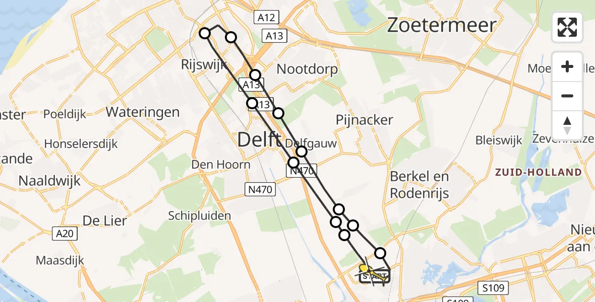 Routekaart van de vlucht: Lifeliner 2 naar Rotterdam The Hague Airport, Haagweg