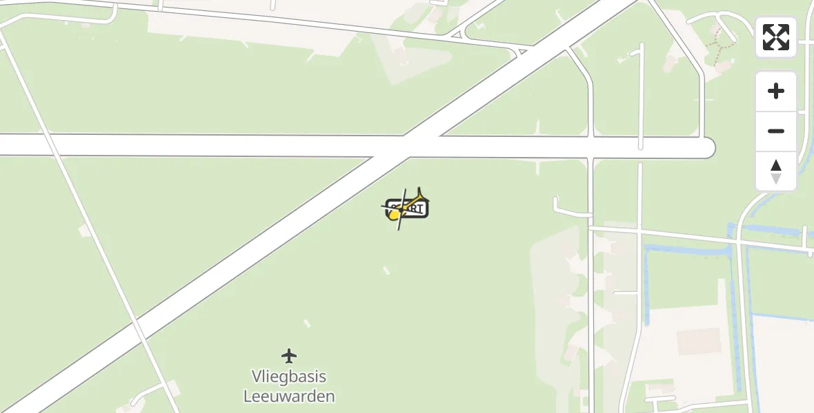 Vluchtroute Ambulancehelikopter van Vliegbasis Leeuwarden naar Vliegbasis Leeuwarden