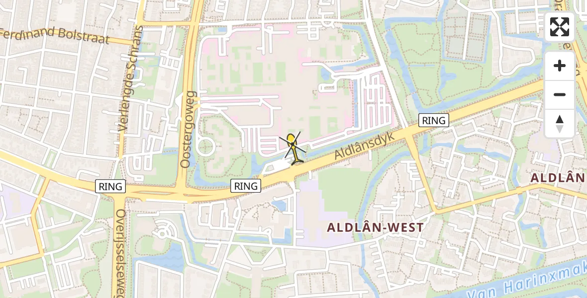 Vluchtroute Ambulancehelikopter van Leeuwarden naar Leeuwarden