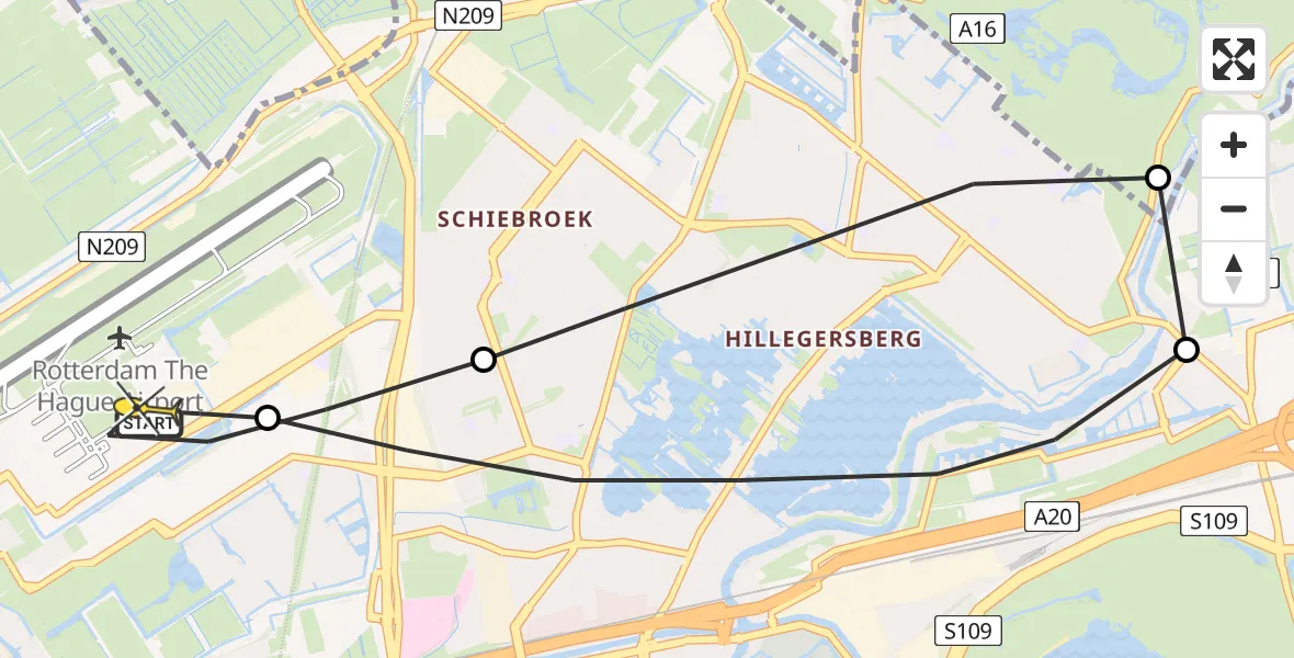 Routekaart van de vlucht: Lifeliner 2 naar Rotterdam The Hague Airport, Woensdrechtstraat