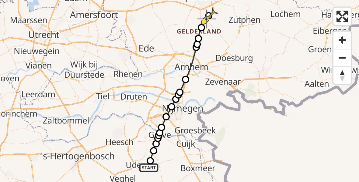 Routekaart van de vlucht: Lifeliner 3 naar Beekbergen, Houtvennen