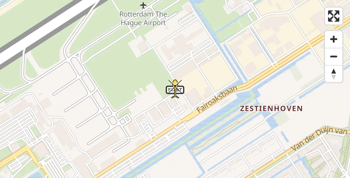 Routekaart van de vlucht: Traumaheli naar Rotterdam The Hague Airport, Brandenburgbaan