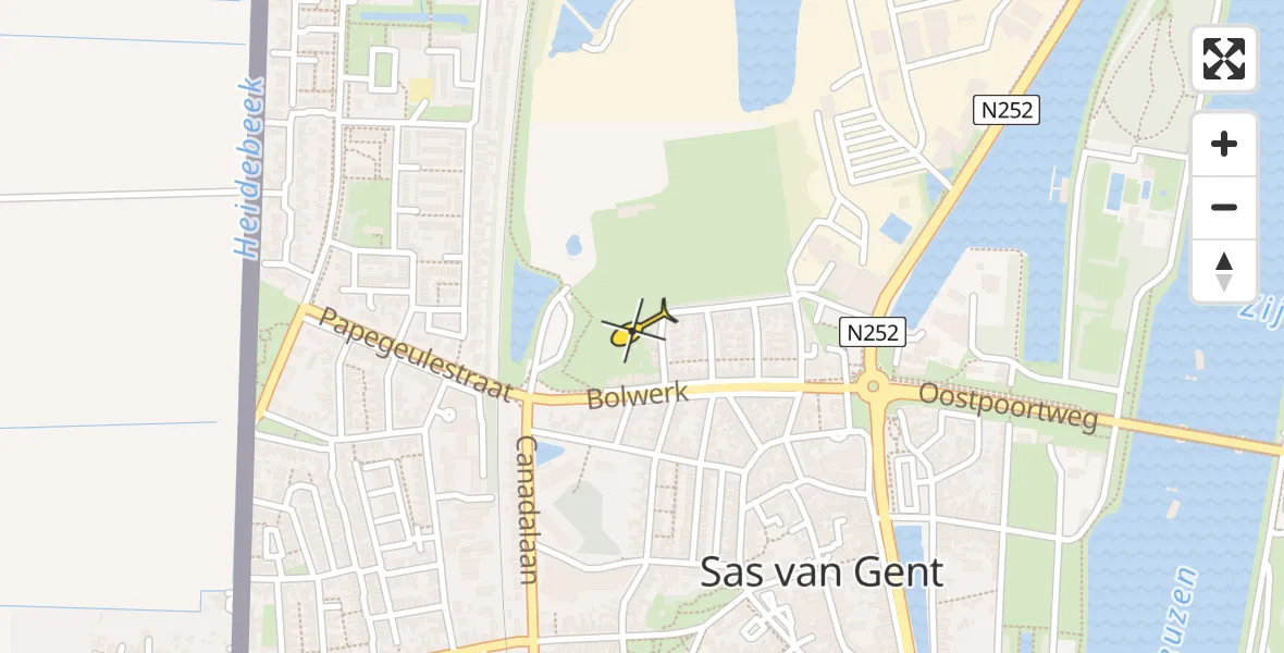Routekaart van de vlucht: Lifeliner 2 naar Sas van Gent