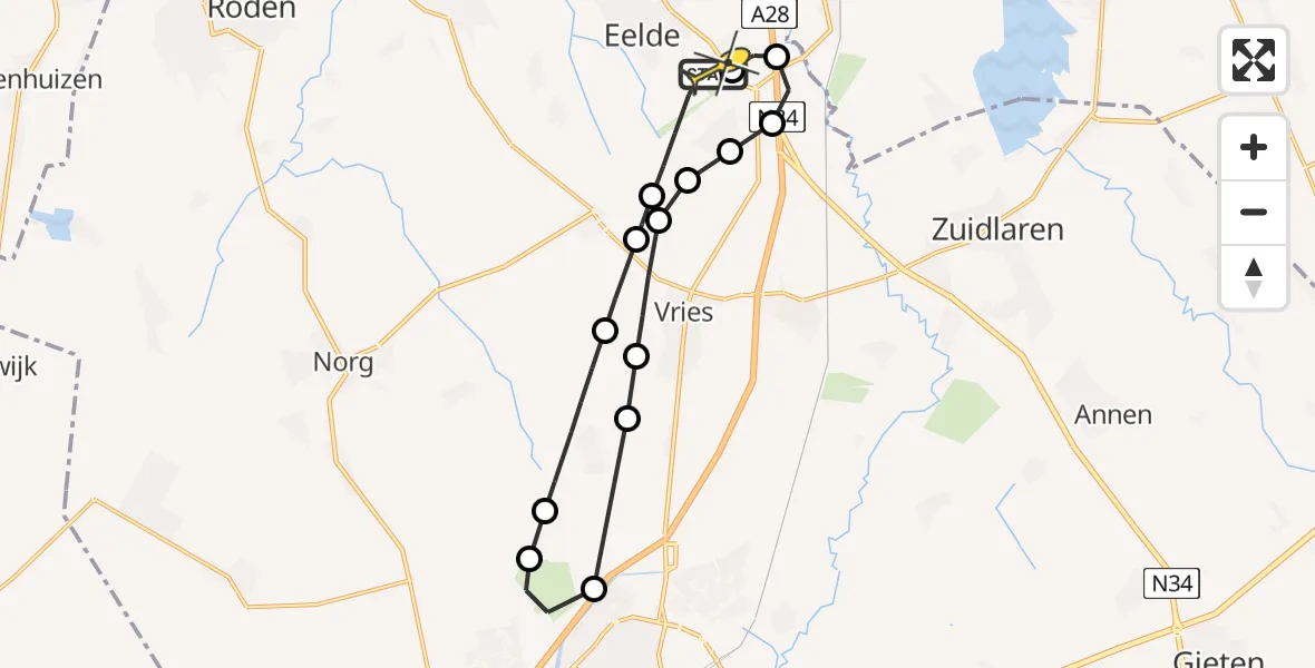 Routekaart van de vlucht: Lifeliner 4 naar Groningen Airport Eelde, Luchtenburgerweg
