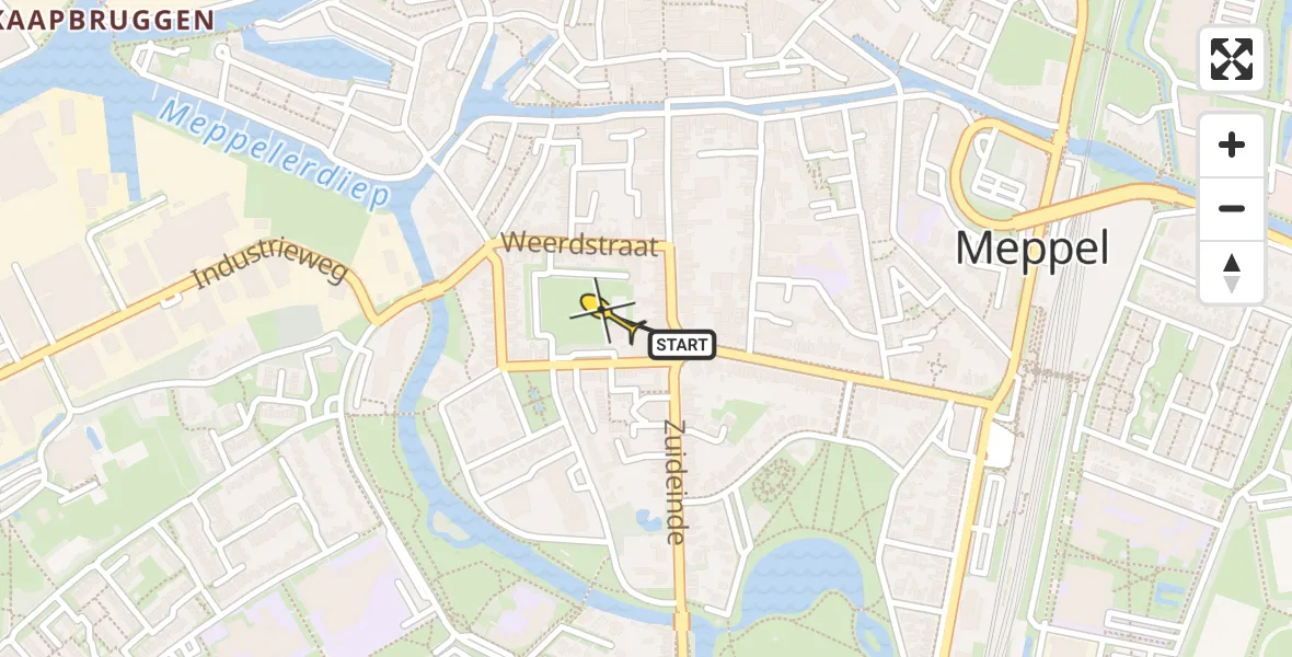 Routekaart van de vlucht: Lifeliner 4 naar Meppel, Prinses Marijkestraat