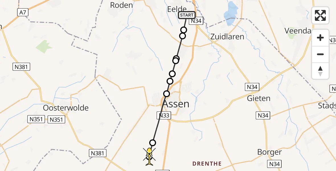Routekaart van de vlucht: Lifeliner 4 naar Hijken, Vissersweg