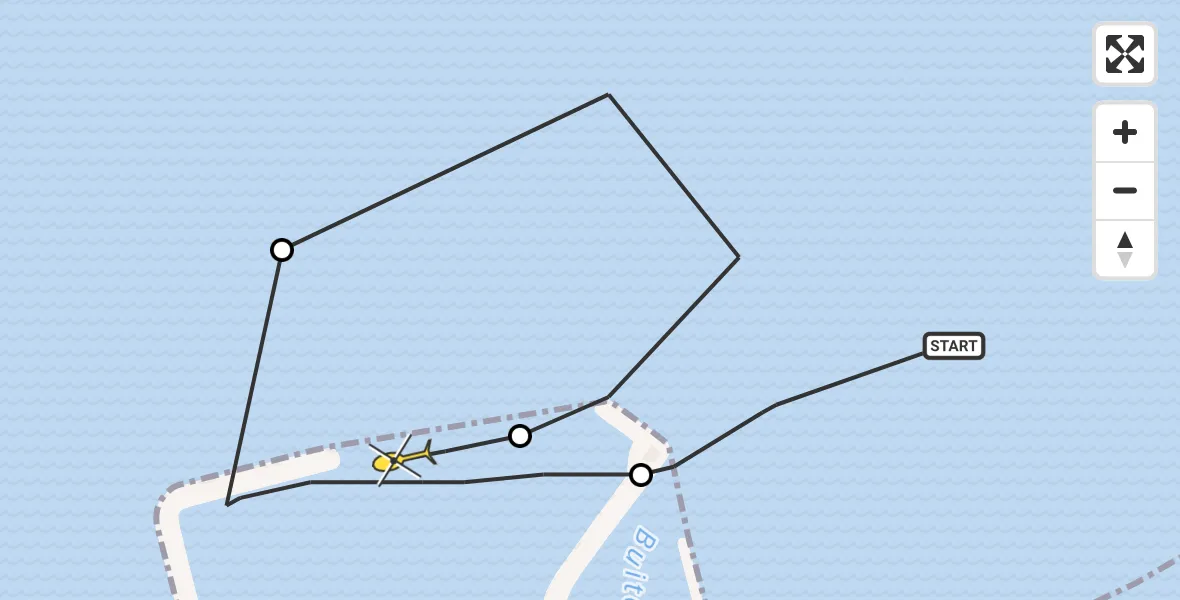 Routekaart van de vlucht: Kustwachthelikopter naar Kornwerderzand, Afsluitdijk