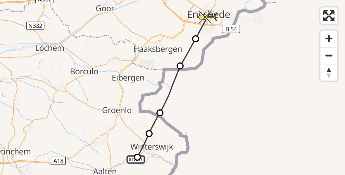 Routekaart van de vlucht: Lifeliner 1 naar Enschede, Voskuilweg
