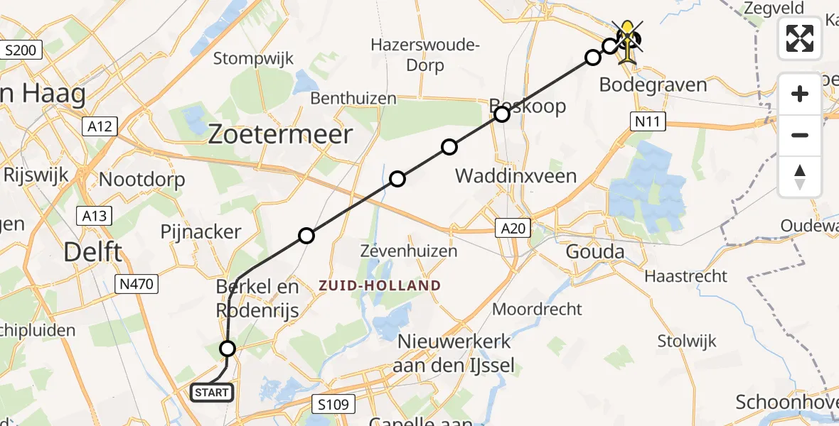 Routekaart van de vlucht: Lifeliner 2 naar Zwammerdam, Bovendijk