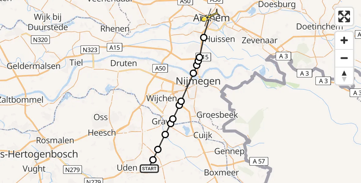 Routekaart van de vlucht: Lifeliner 3 naar Arnhem, Houtvennen