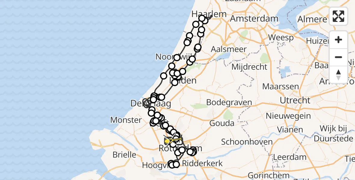 Routekaart van de vlucht: Politieheli naar Rotterdam The Hague Airport, Achterdijk